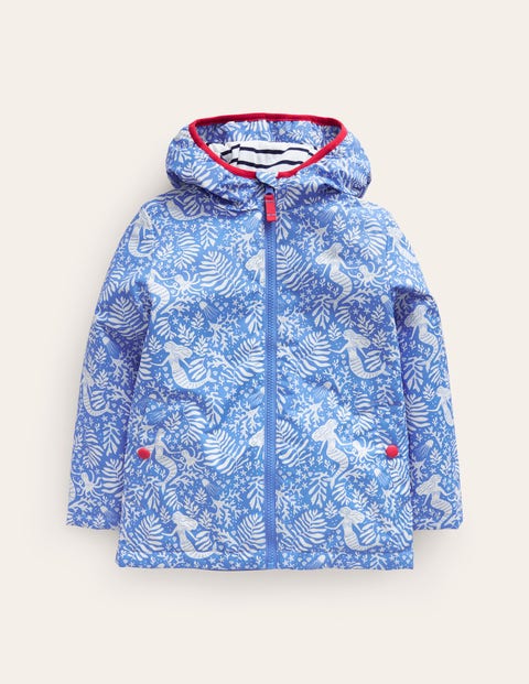 Jersey Lined Anorak Wisteria Blue Mermaids Girls Boden, Wisteria Blue Mermaids