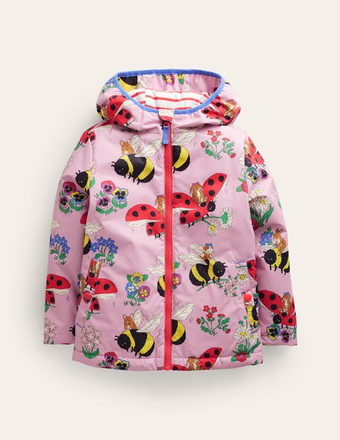 Mini Boden Kids' Jersey Lined Anorak Sugared Almond Pink Bumble Girls Boden