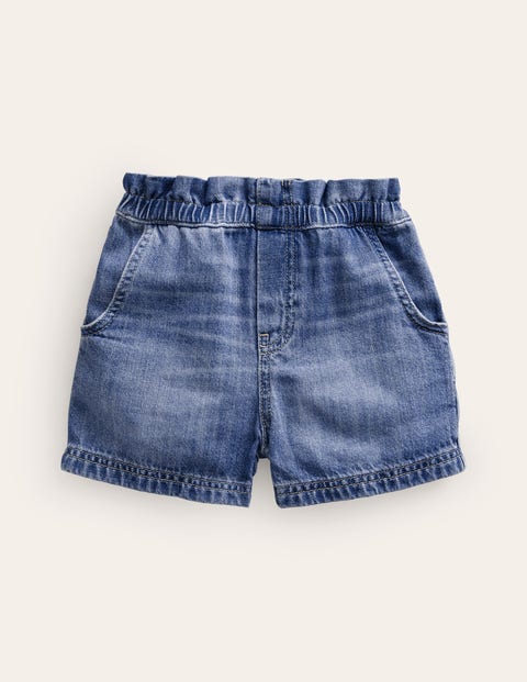 Mini Boden Kids' Pull-on Shorts Plain Denim Girls Boden In Blue