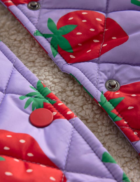 Fun Jacket Quilted Parma Strawberries - Boden | US Violet Bomber