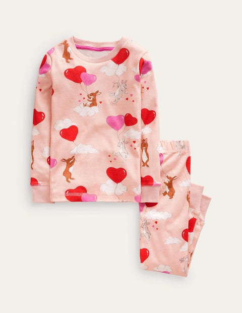 Snug Long John Pajamas - Ballet Pink Bunnies