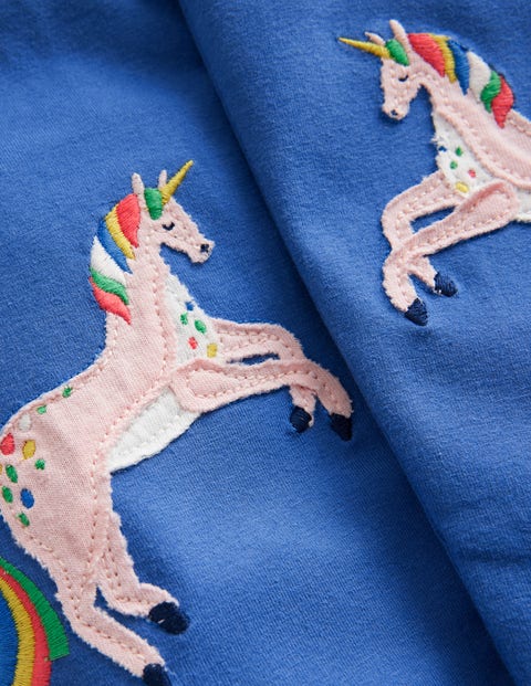 Appliqué Leggings - Delft Blue Unicorn