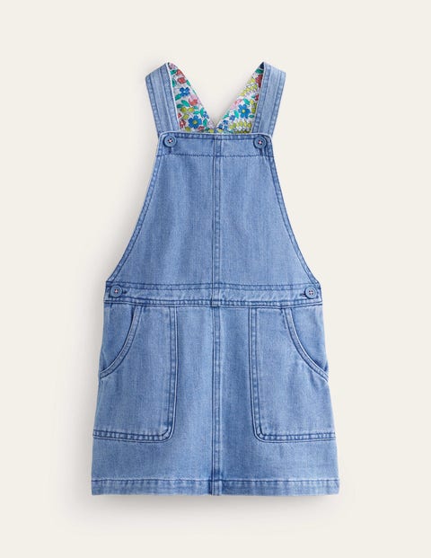 Mini Boden Kids' Relaxed Dungaree Dress Mid Vintage Denim Girls Boden