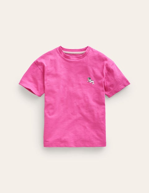 Mini Boden Kids' Embroidered Logo T-shirt Strawberry Ice Dog Girls Boden