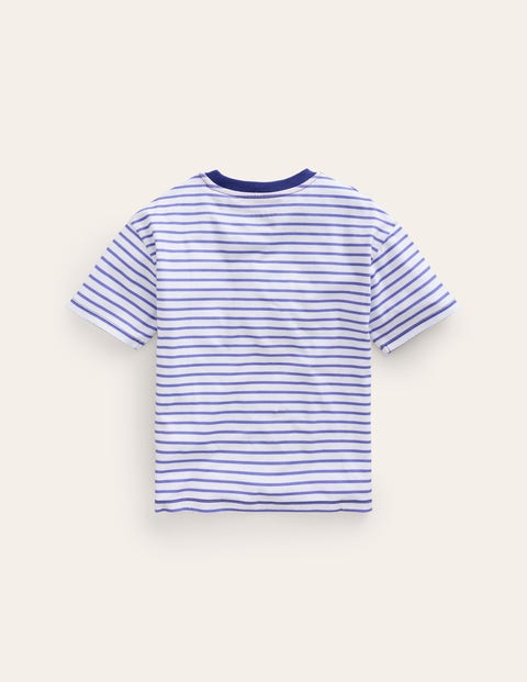 Boucle Relaxed T-shirt - Wisteria Blue/Ivory Heart | Boden US