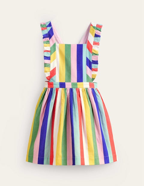 Mini Boden Kids' Cord Pinafore Dress Jam Red / Georgian Blue Stripe Girls Boden In Multi