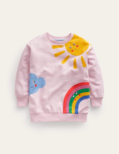 Mini Boden Kids' Relaxed Longline Sweatshirt French Pink Weather Girls Boden