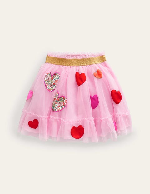 Tulle Appliqué Skirt - Pink Hearts | Boden EU