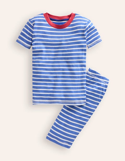 Snug Striped Short Pyjamas Blue Girls Boden