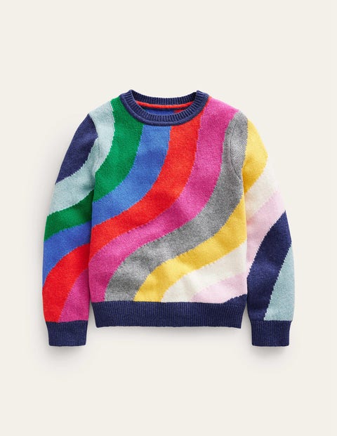 Rainbow Wave Jumper Multi Girls Boden, Multi