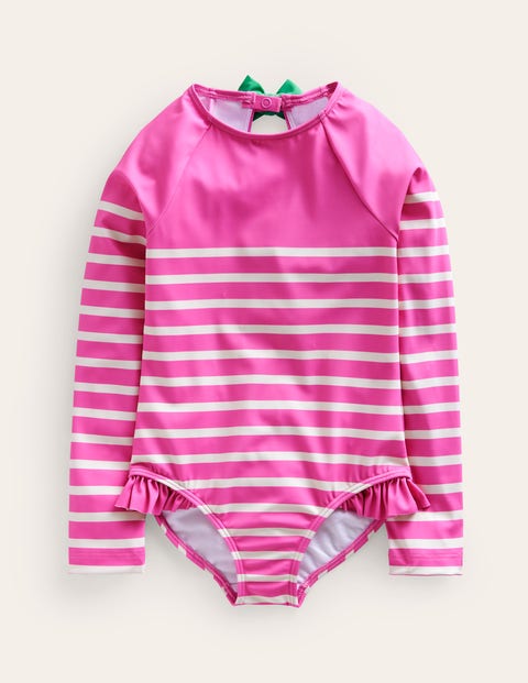 Long Sleeve Frilly Swimsuit Pink Girls Boden