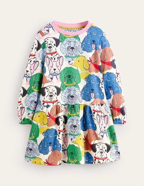 Mini Boden Kids' Printed Sweatshirt Dress Multi Dogs Girls Boden