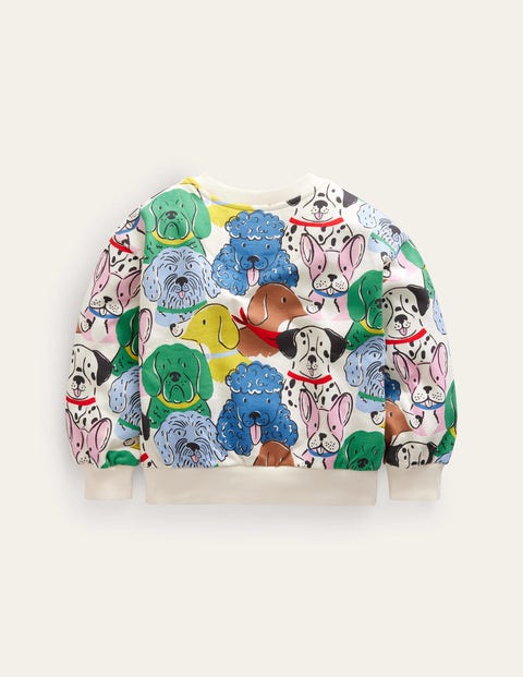 Bunte Hunde, Bedrucktes Sweatshirt mit lockerer Passform, Mädchen, Boden, Bunte Hunde