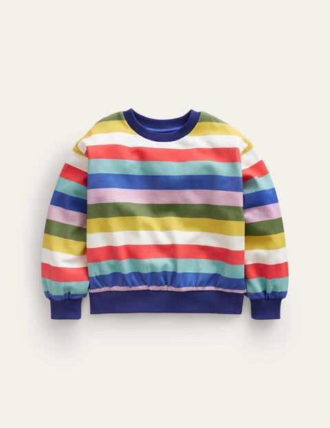 Bunt Gestreift, Bedrucktes Sweatshirt mit lockerer Passform, Mädchen, Boden, Bunt Gestreift