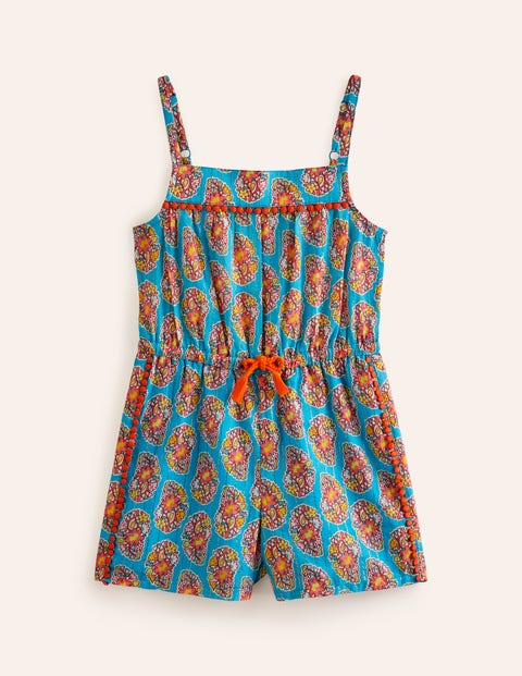 Woven Holiday Playsuit Blue Girls Boden