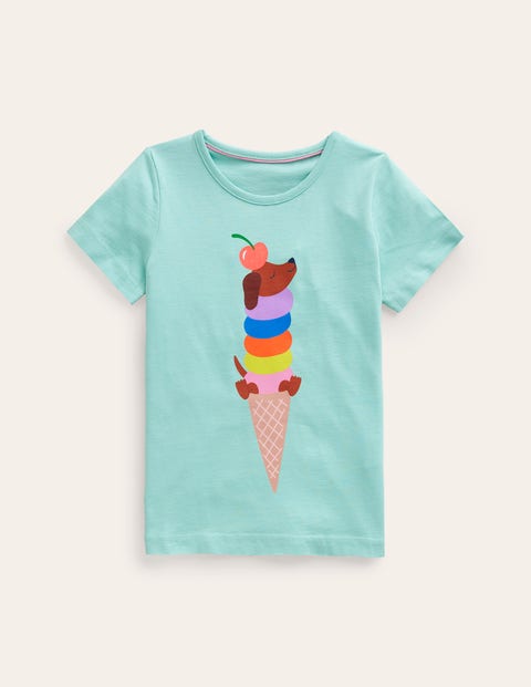 Mini Boden Kids' Printed Graphic T-shirt Fountain Green Ice Cream Girls Boden