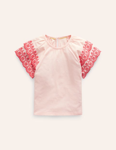 Broderie Mix T-shirt Pink Girls Boden