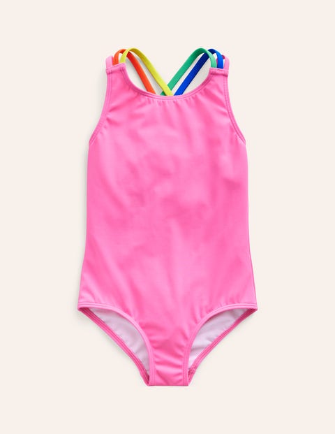 Rainbow Cross-Back Swimsuit Pink Girls Boden