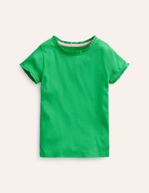 Ribbed Short Sleeve T-Shirt Green Girls Boden