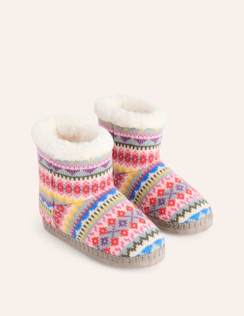 Fair Isle Slipper Boots Corsica Blue Fair Isle