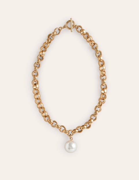 Shop Boden Chunky Faux Pearl Necklace Gold Women