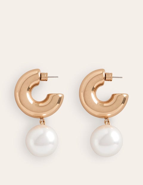 Shop Boden Faux Pearl Ball Hoop Earrings Pearl Women