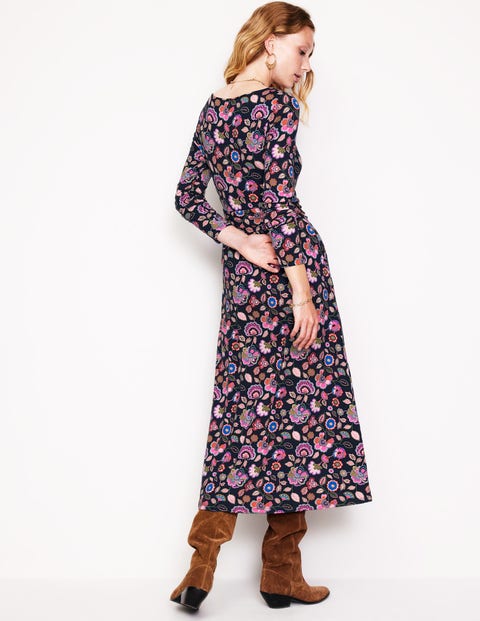 Amelie Long Sleeve Midi Dress - Multi, Cascade Bloom | Boden US