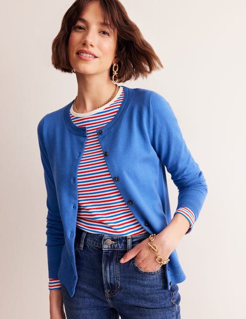 Catriona Cotton Cardigan Blue Jay Boden US