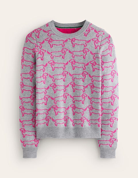 Heather Jacquard Jumper Rich Emerald Green Cats Boden EU