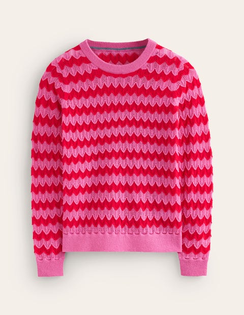 BODEN FLUFFY TEXTURED STITCH SWEATER PINK/ RED WOMEN BODEN
