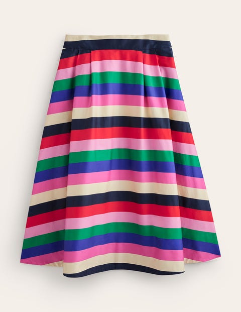 Isabella Cotton Sateen Skirt Pine Multi Stripe Boden EU
