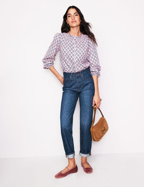 High Rise Straight Leg Jeans - Indigo | Boden UK