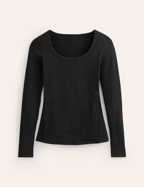 Double Layer Scoop Long Sleeve - Black | Boden UK