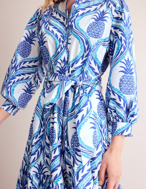Alba Gestuftes Maxikleid Surf The Web Ananas Welle Boden DE
