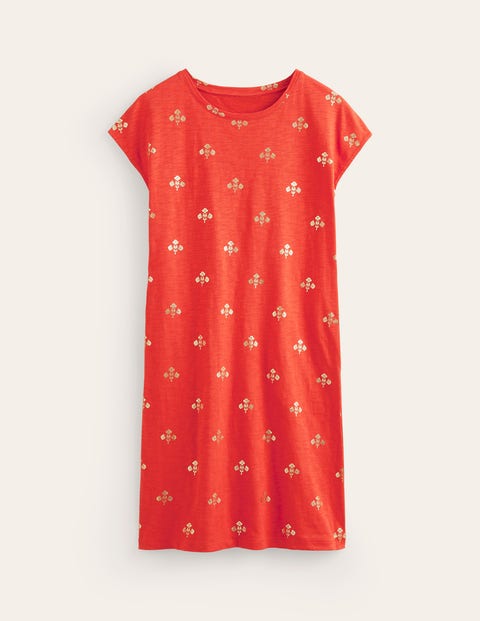 Leah T-Shirt-Kleid aus Jersey Damen Boden, Flame Scarlet, Passionsblume