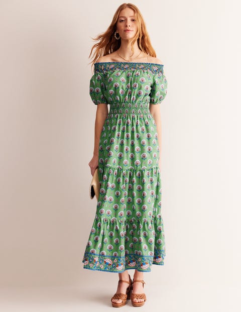 Cotton Midi Smocked Dress