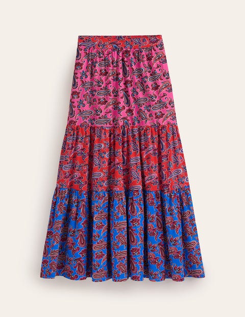 Boden Lorna Tiered Maxi Skirt Sangria Sunset, Paisley Wave Women  In Multi