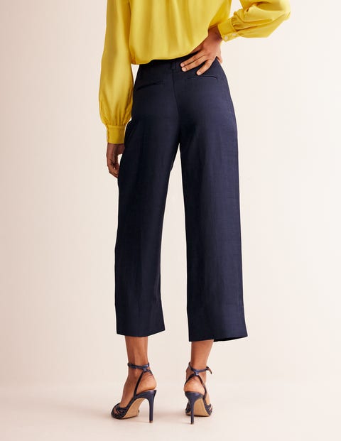 Cropped Twill Trousers Navy Boden UK