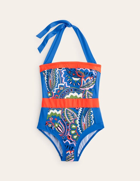 Boden Santorini Halterneck Swimsuitblue, Foliage Paisley Women In Blue ...