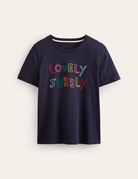 Boden Rosa Embroidered T-shirt Lovely Jubbly Women  In Blue