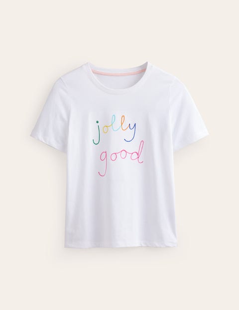 Boden Rosa Embroidered T-shirt Jolly Good Women