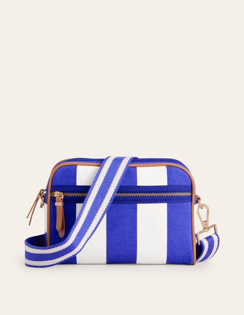 Blue and White Chevron Crossbody Bag Strap