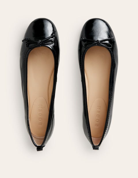 Kitty Flexi Sole Ballet Pumps - Black Patent | Boden UK