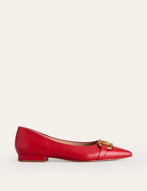 Iris Snaffle Ballet Flats - Glazed Red Leather | Boden UK