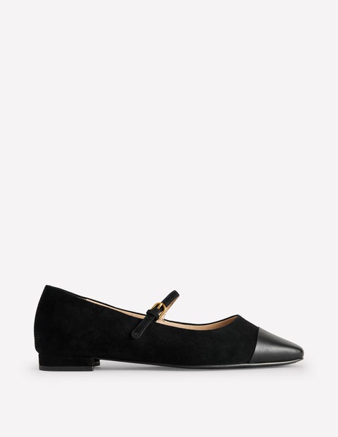 Boden Mary Jane Flats Black Suede Women