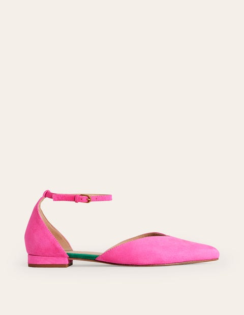 Boden Ankle Strap Point Flats Festival Pink Suede Women