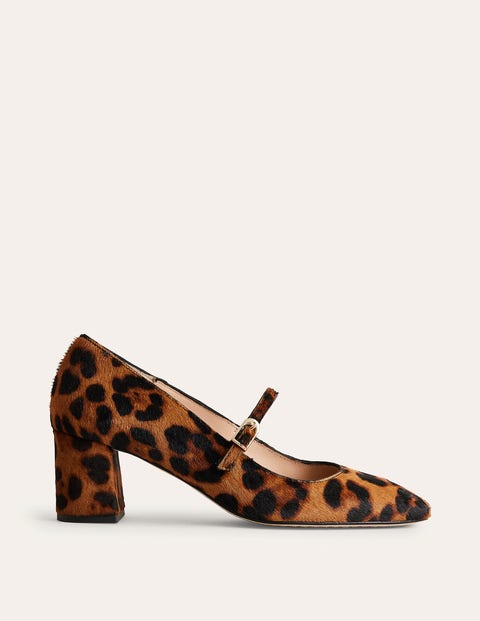 Boden Block Heel Mary Jane Classic Leopard Pony Women