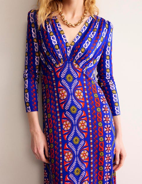 Jersey Midi Tea Dress Surf the Web Floret Stripe Boden AU