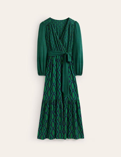 Jersey Maxi Wrap Dress - Veridian Green, Geo Valley | Boden US