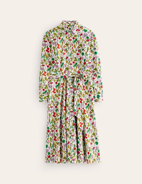 Amy Gestuftes Hemdblusenkleid aus Baumwolle Damen Boden, Naturweiß, Frühlingsernte